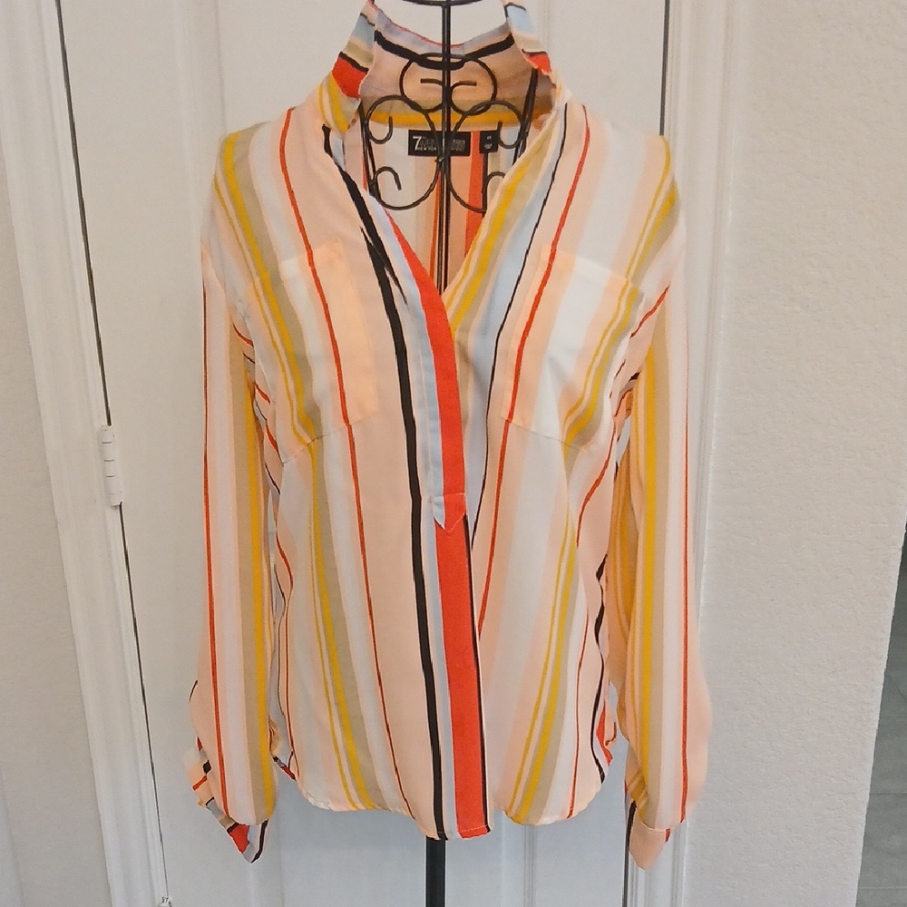 New York & Company Women's Striped Button-Down Shirt